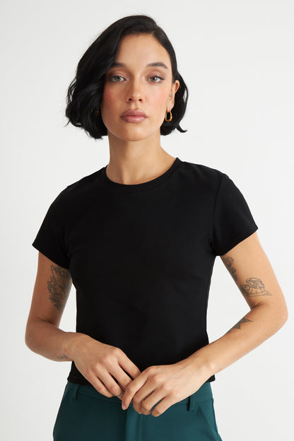 Polera Manga Corta Básica Negro