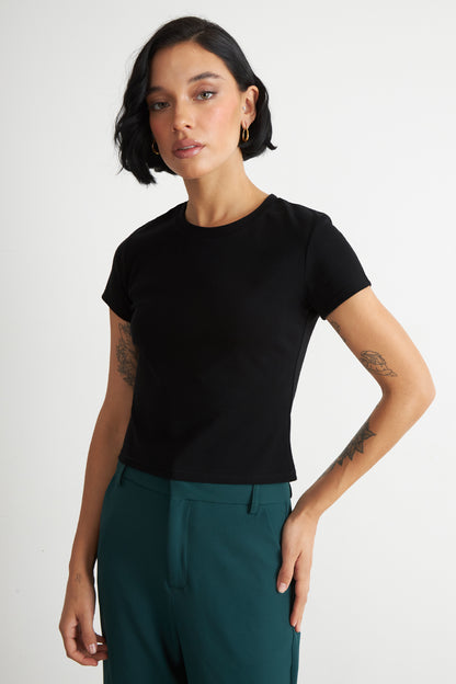 Polera Manga Corta Básica Negro