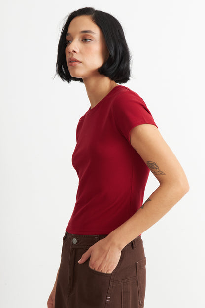 Polera Manga Corta Básica Rojo