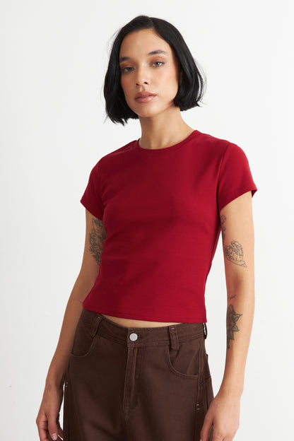 Polera Manga Corta Básica Rojo