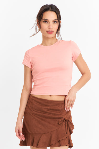 Polera Manga Corta Básica Rosado