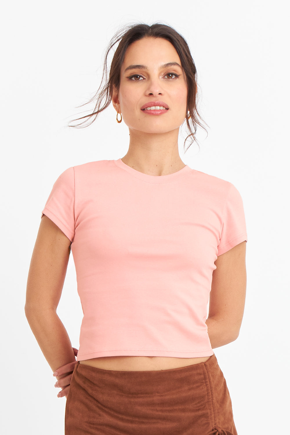 Polera Manga Corta Básica Rosado