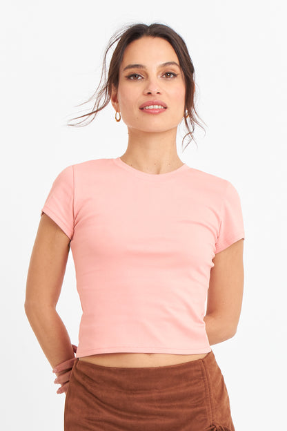 Polera Manga Corta Básica Rosado