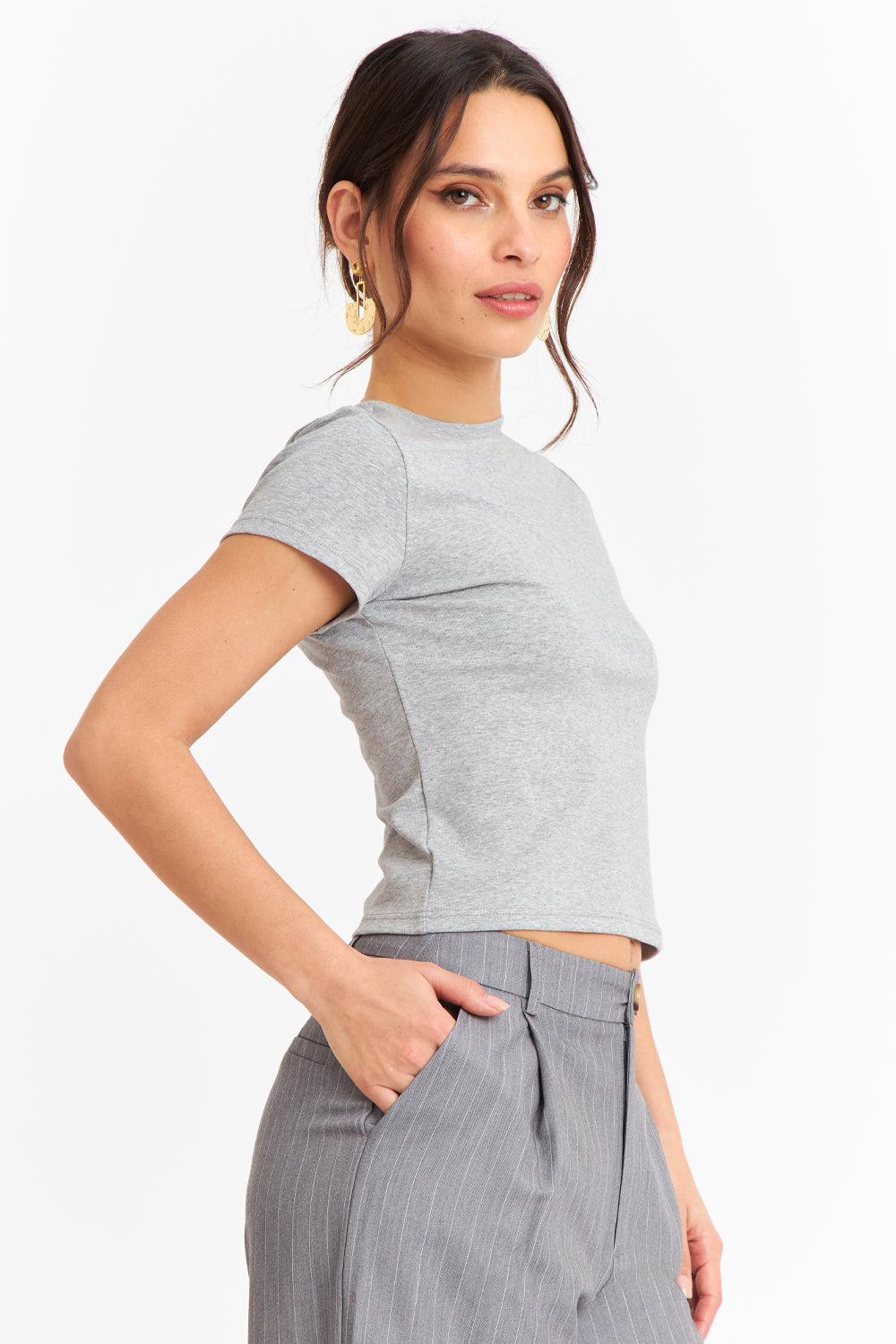 Polera Manga Corta Básica Gris