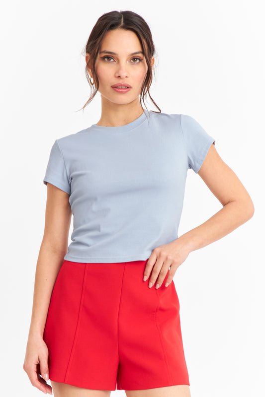 Polera Manga Corta Básica Celeste