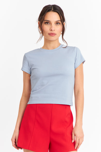 Polera Manga Corta Básica Celeste