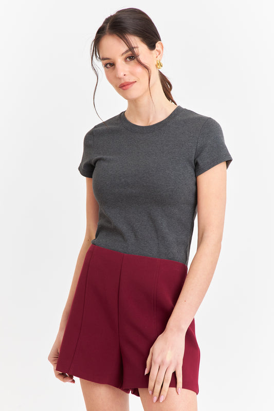 Polera Manga Corta Básica Gris Grafito