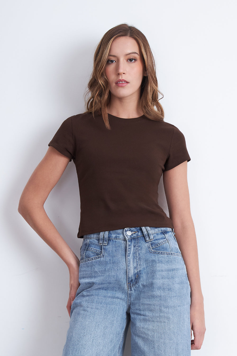 Polera Manga Corta Básica Café