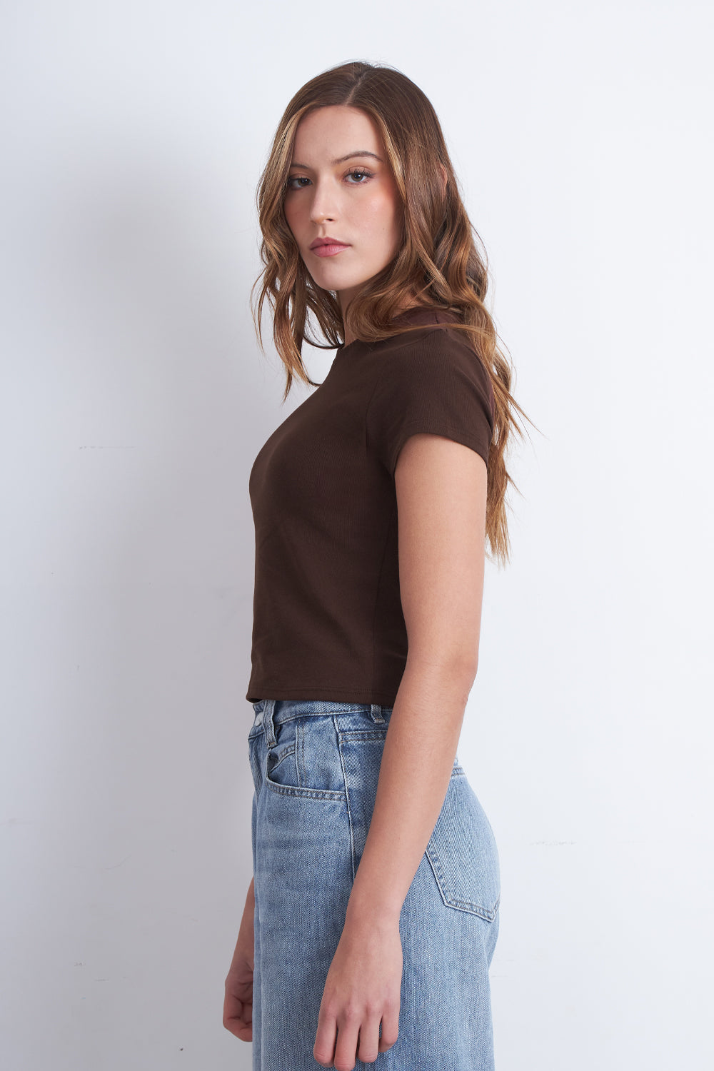 Polera Manga Corta Básica Café
