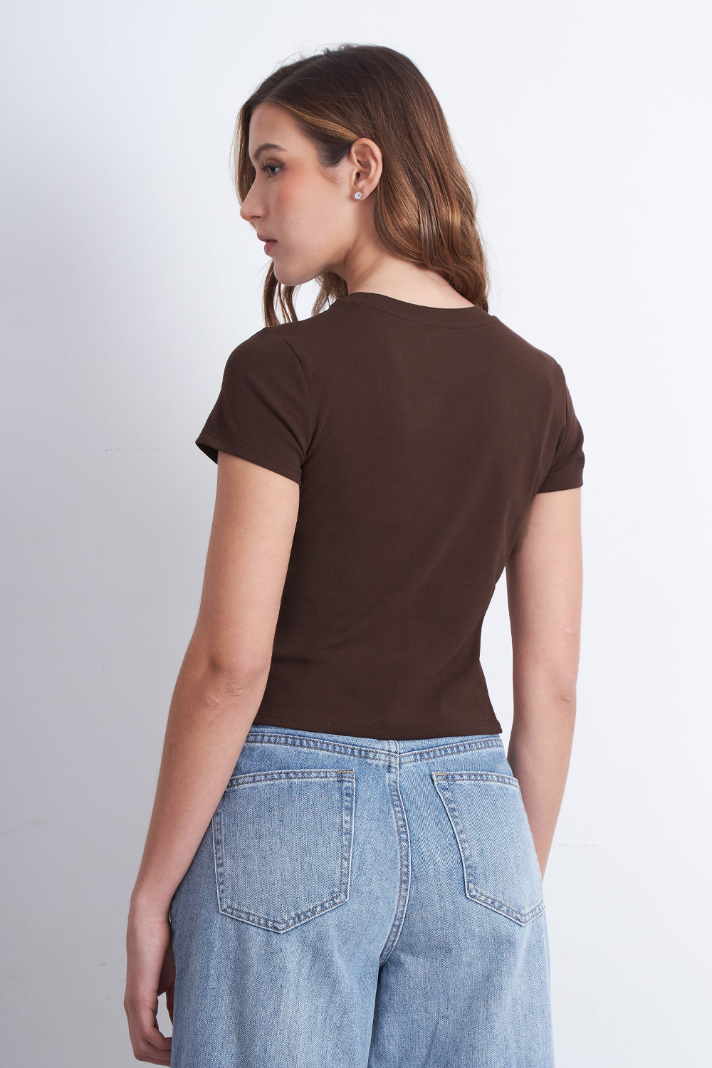 Polera Manga Corta Básica Café