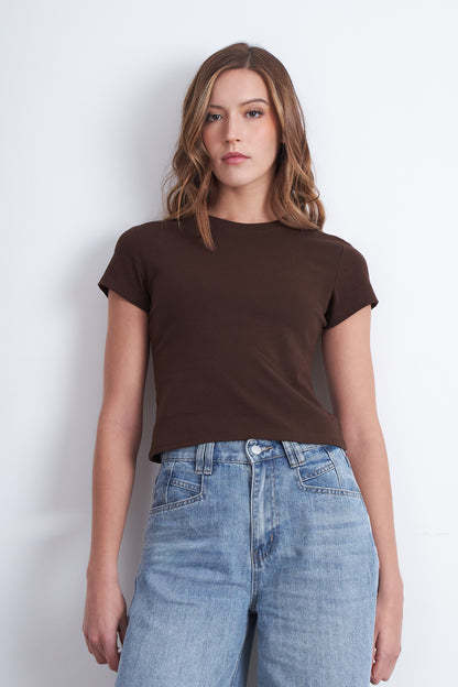 Polera Manga Corta Básica Café