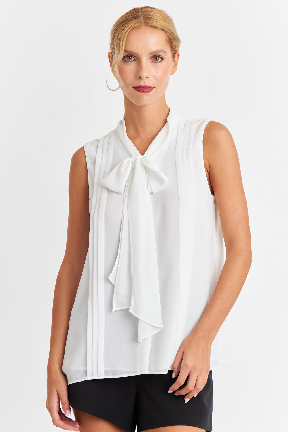 Blusa Cuello Tipo Corbata Blanco