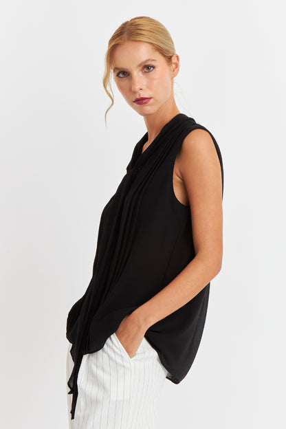 Blusa Cuello Tipo Corbata Negro