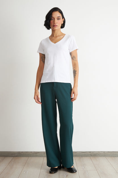 Polera Escote en V Básica Blanco