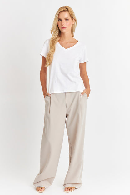 Polera Escote en V Básica Blanco