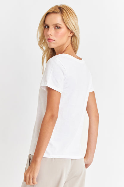 Polera Escote en V Básica Blanco