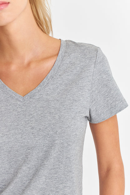 Polera Escote en V Básica Gris