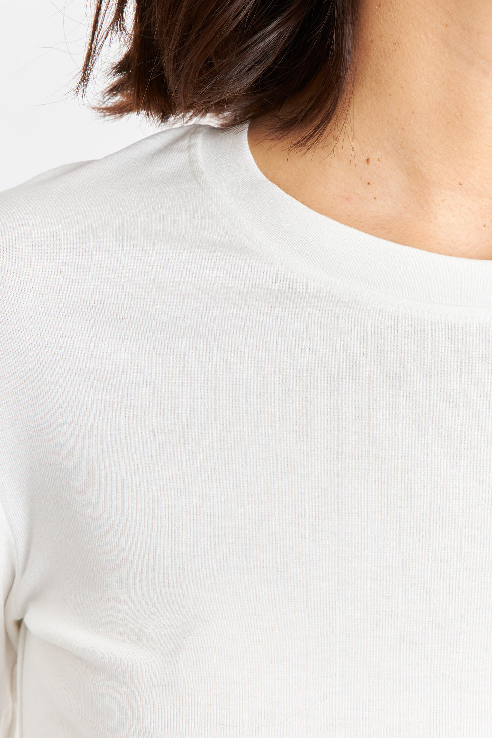 Polera Manga Larga Cuello Redondo Blanca