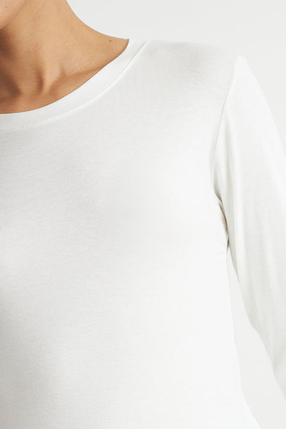 Polera Manga Larga Cuello Redondo Blanca