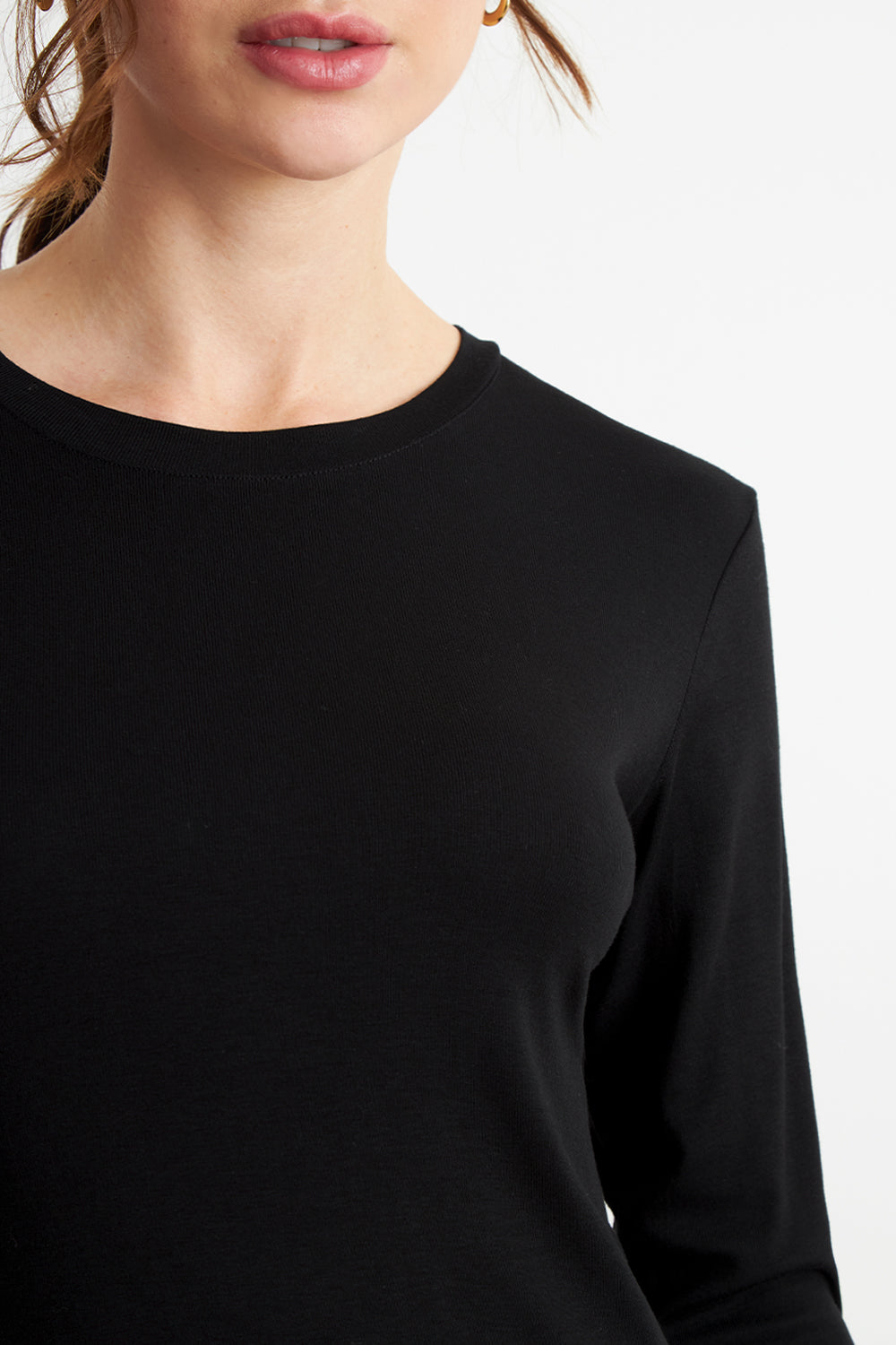 Polera Manga Larga Cuello Redondo Negro