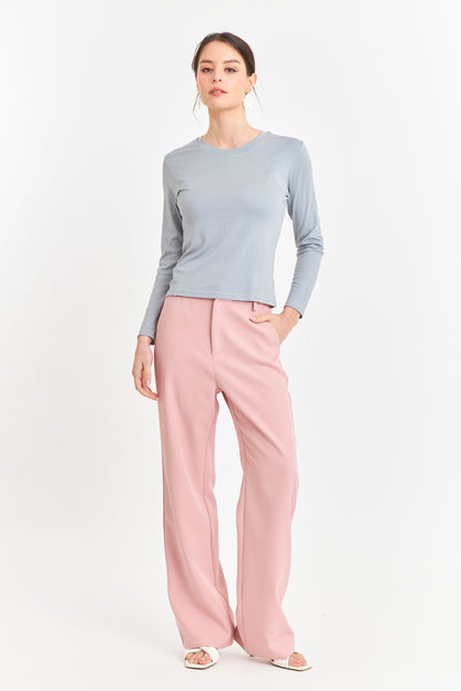 Polera Manga Larga Cuello Redondo Azul