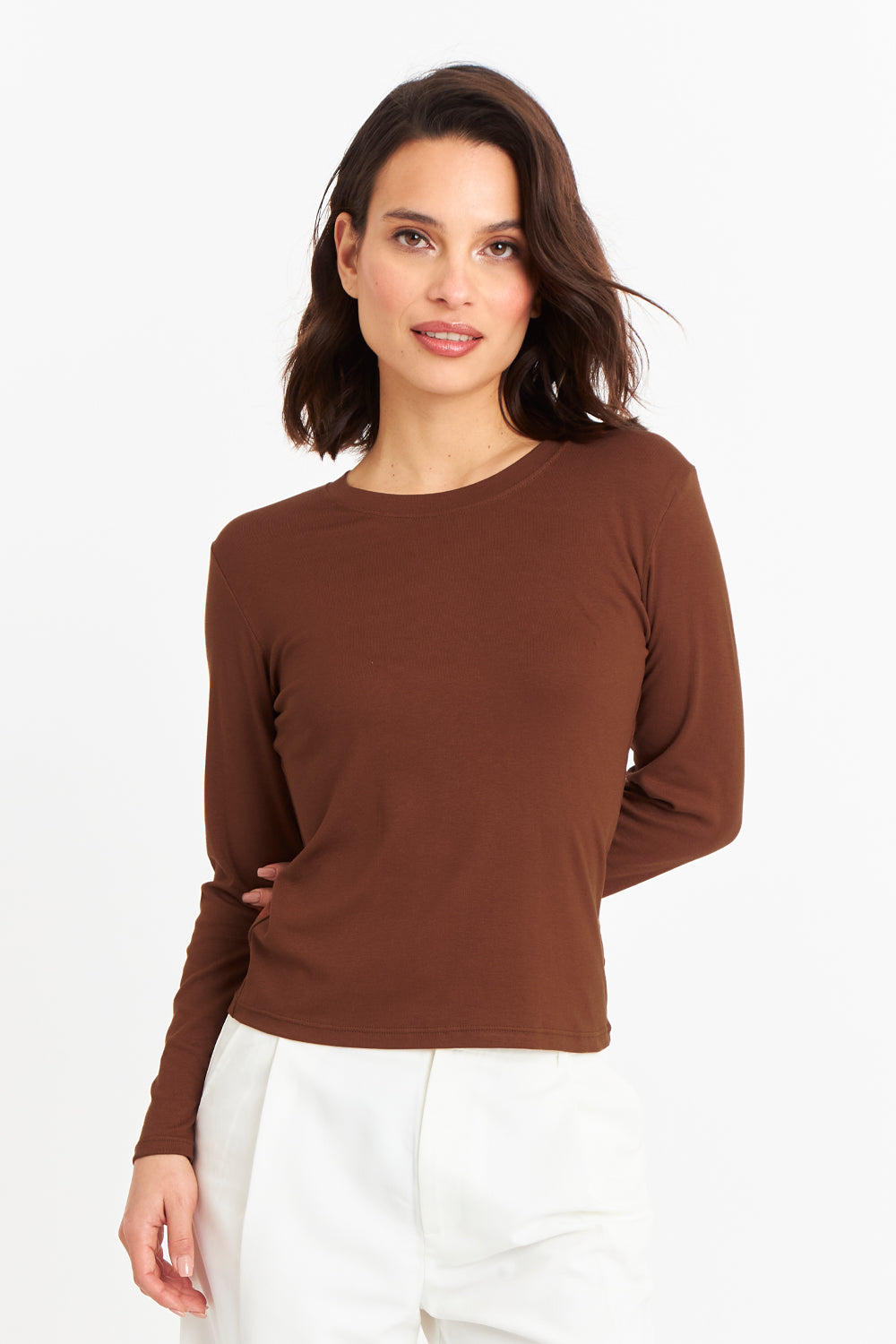 Polera Manga Larga Cuello Redondo Óxido