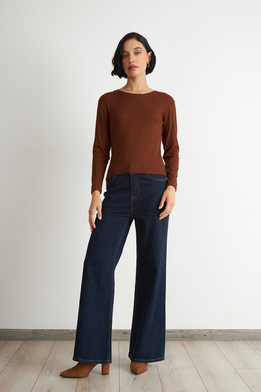 Polera Manga Larga Cuello Redondo Óxido