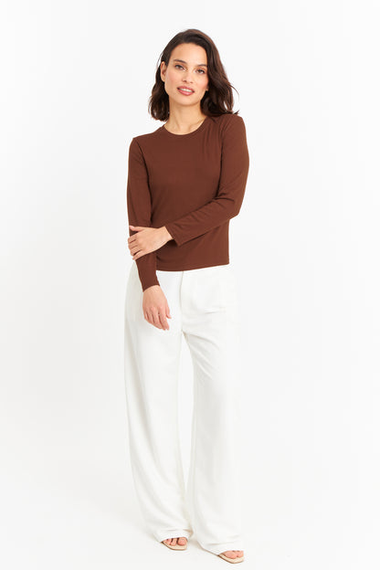 Polera Manga Larga Cuello Redondo Óxido