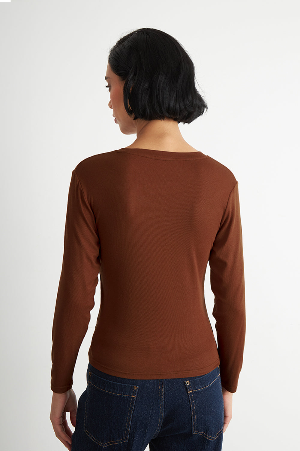 Polera Manga Larga Cuello Redondo Óxido