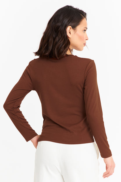 Polera Manga Larga Cuello Redondo Óxido