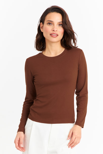 Polera Manga Larga Cuello Redondo Óxido