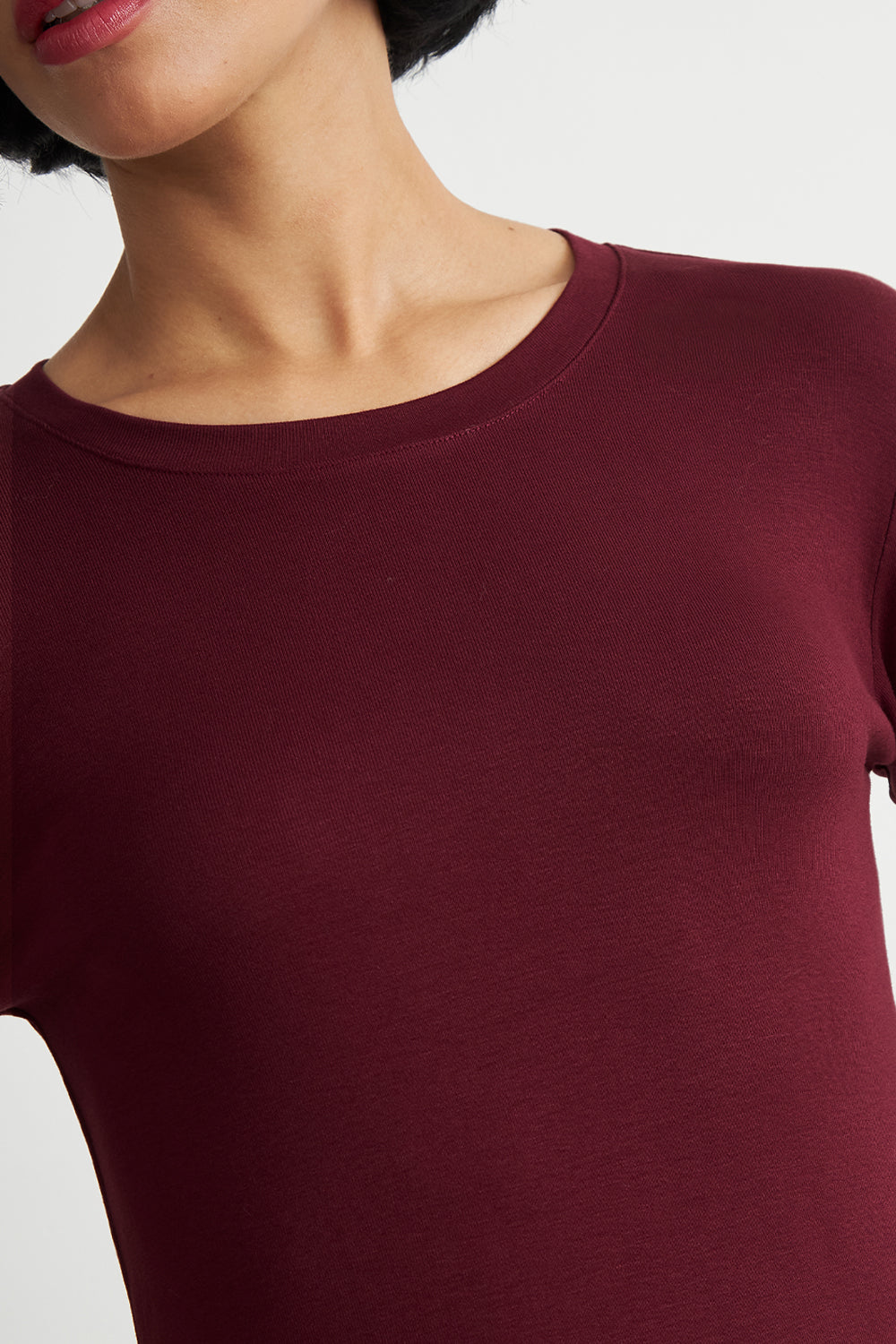 Polera Manga Larga Cuello Redondo Burdeo