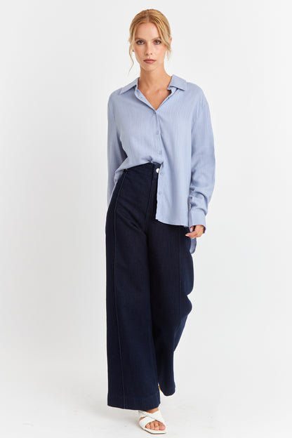 Camisa Botonera Espalda Celeste