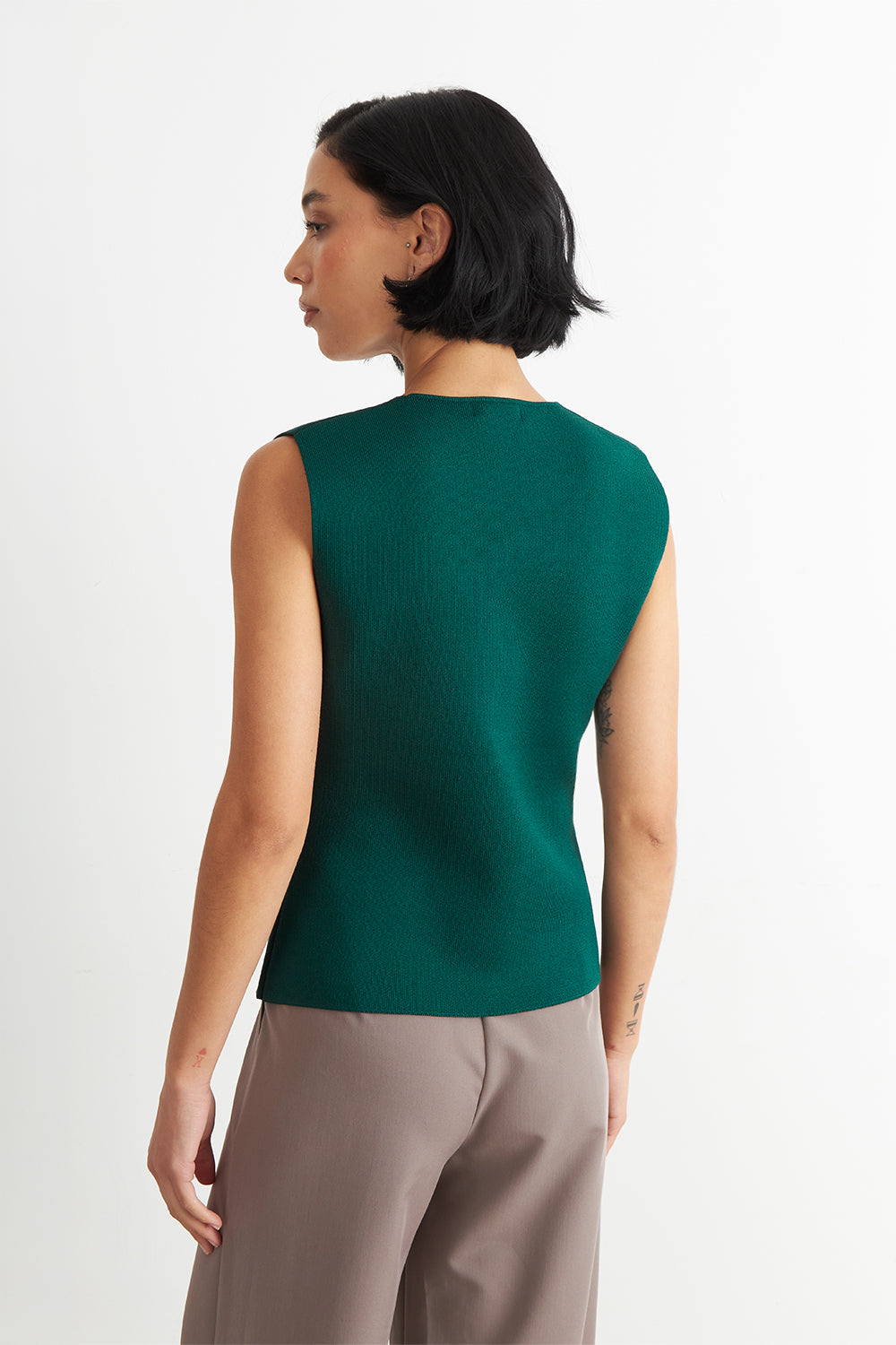 Gilet Largo con Botones Verde