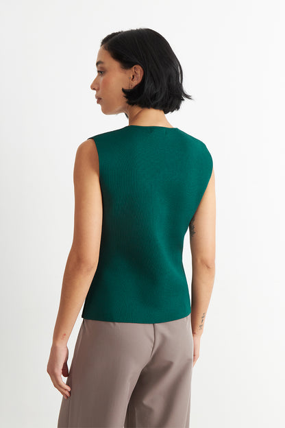 Gilet Largo con Botones Verde