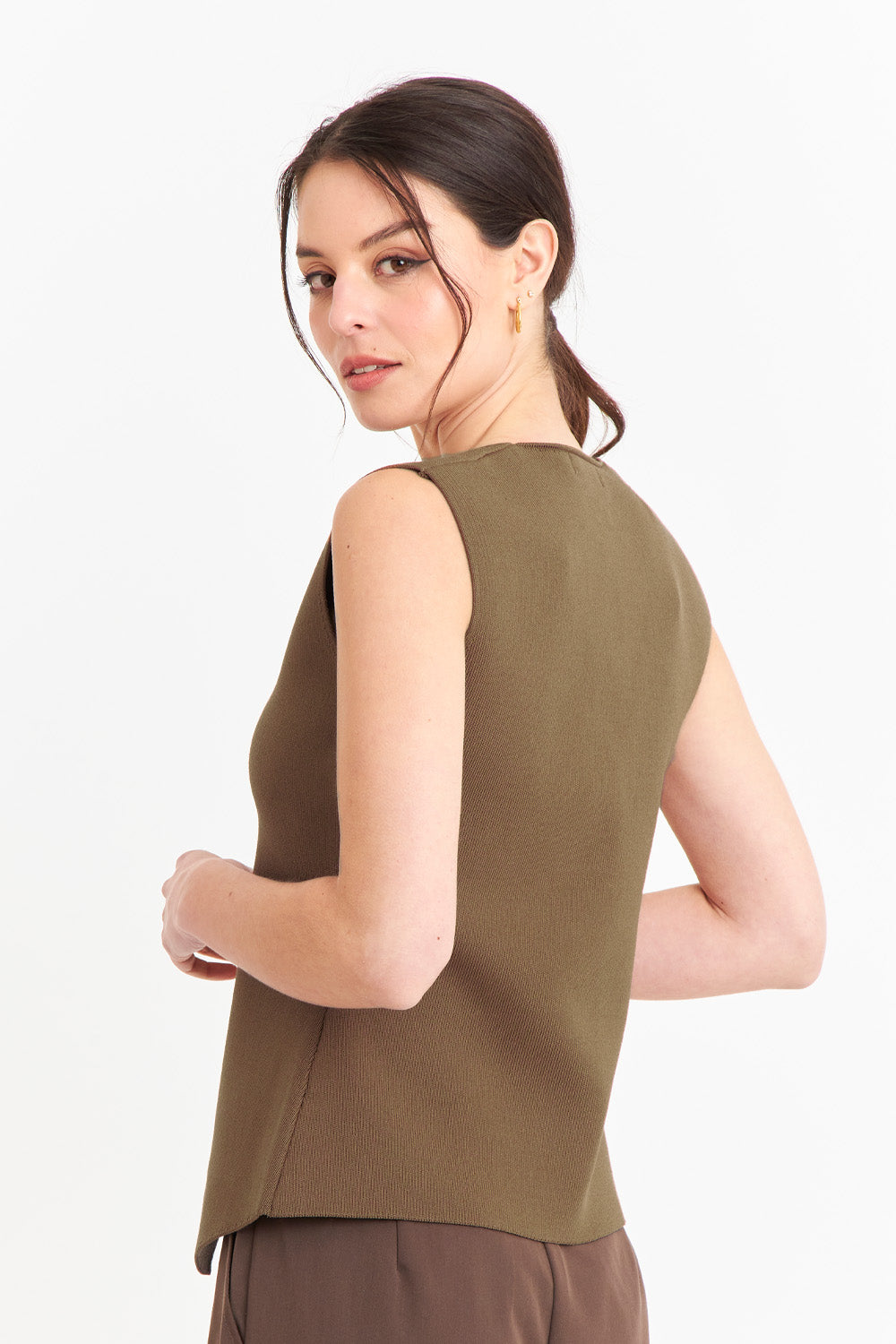 Gilet Largo con Botones Café