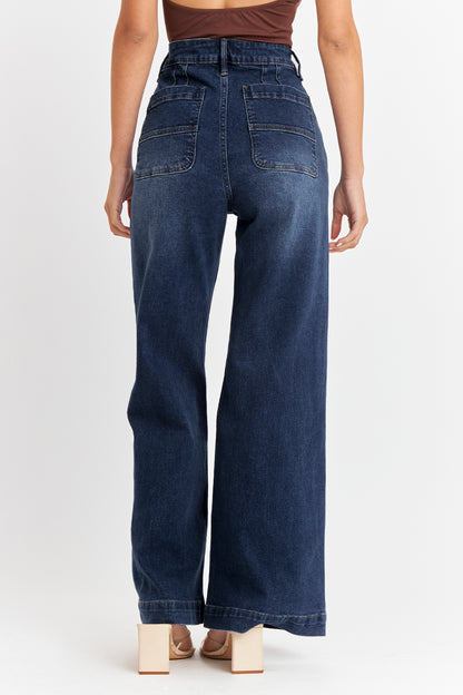 Jeans Pierna Wide Leg Azul
