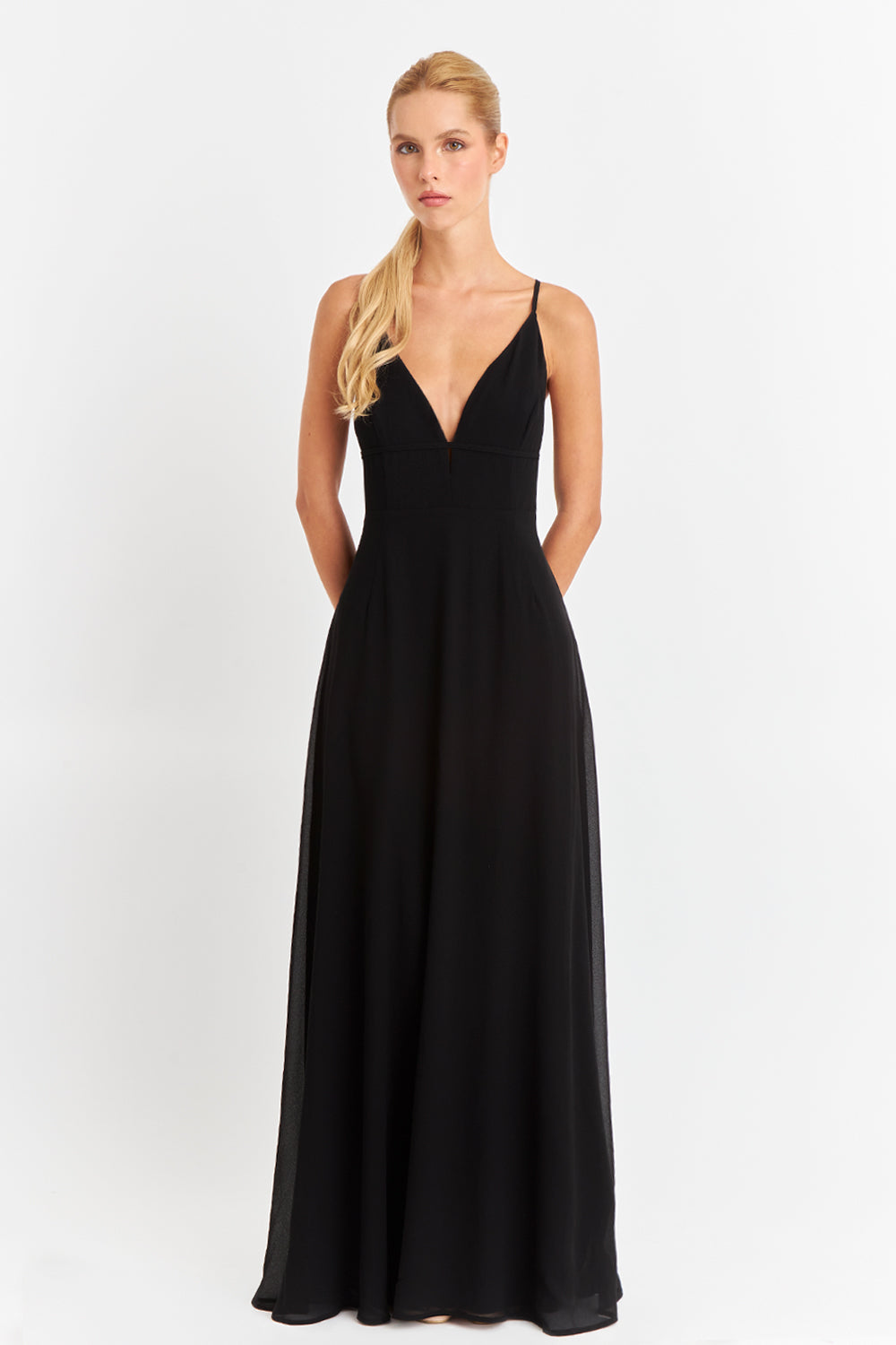 Vestido Largo Tirantes Cruzados Negro