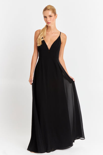 Vestido Largo Tirantes Cruzados Negro