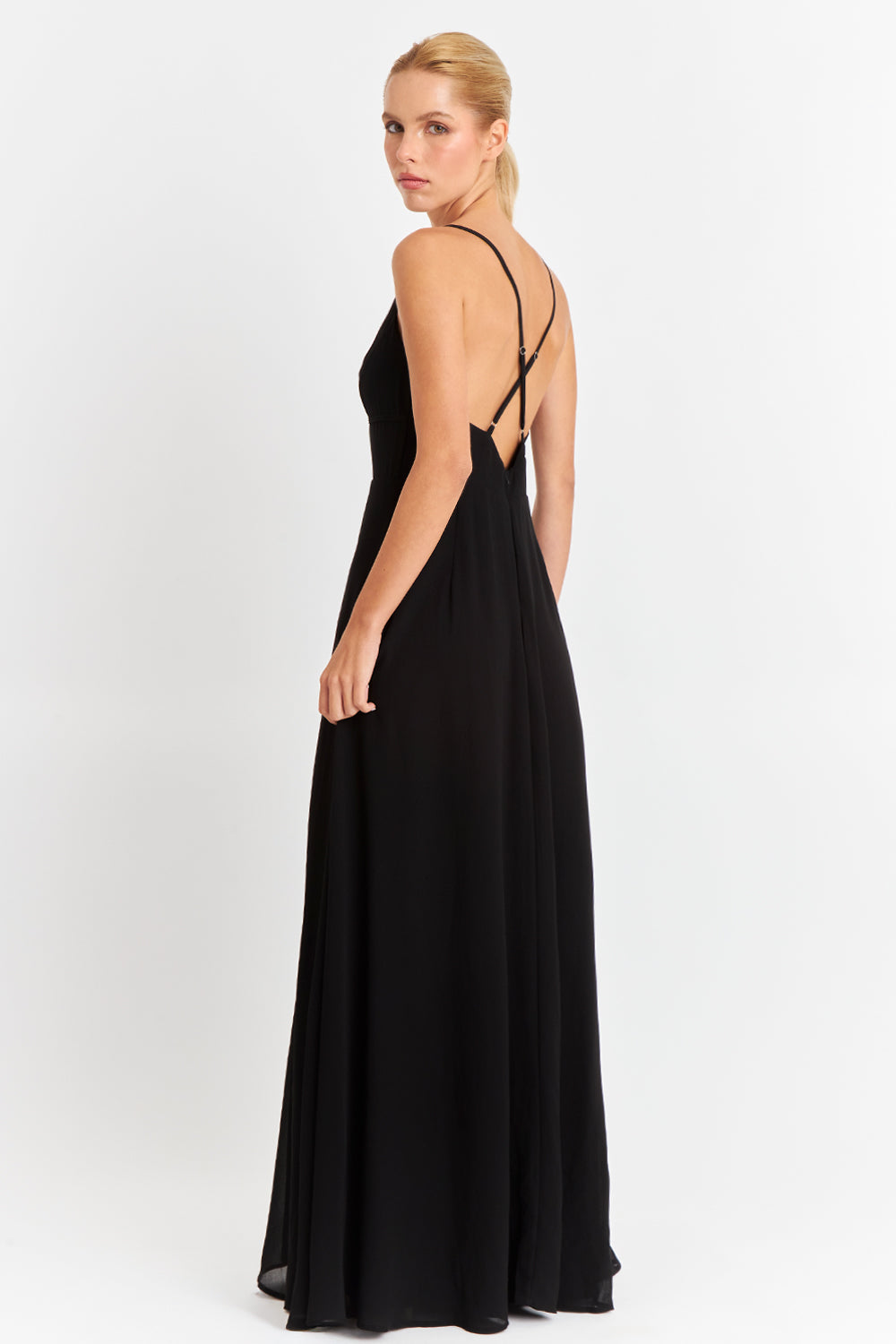 Vestido Largo Tirantes Cruzados Negro