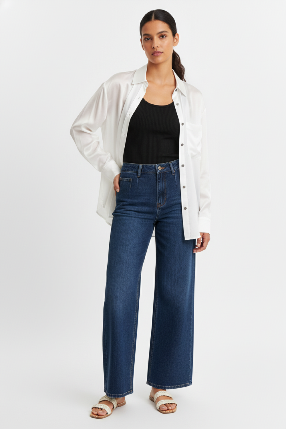 Camisa Satinada Transparente Blanco