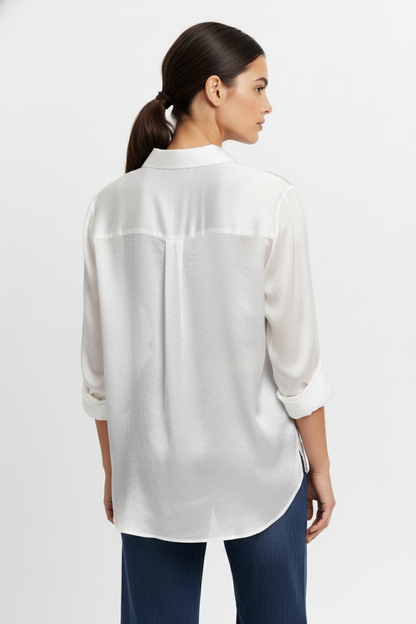 Camisa Satinada Transparente Blanco