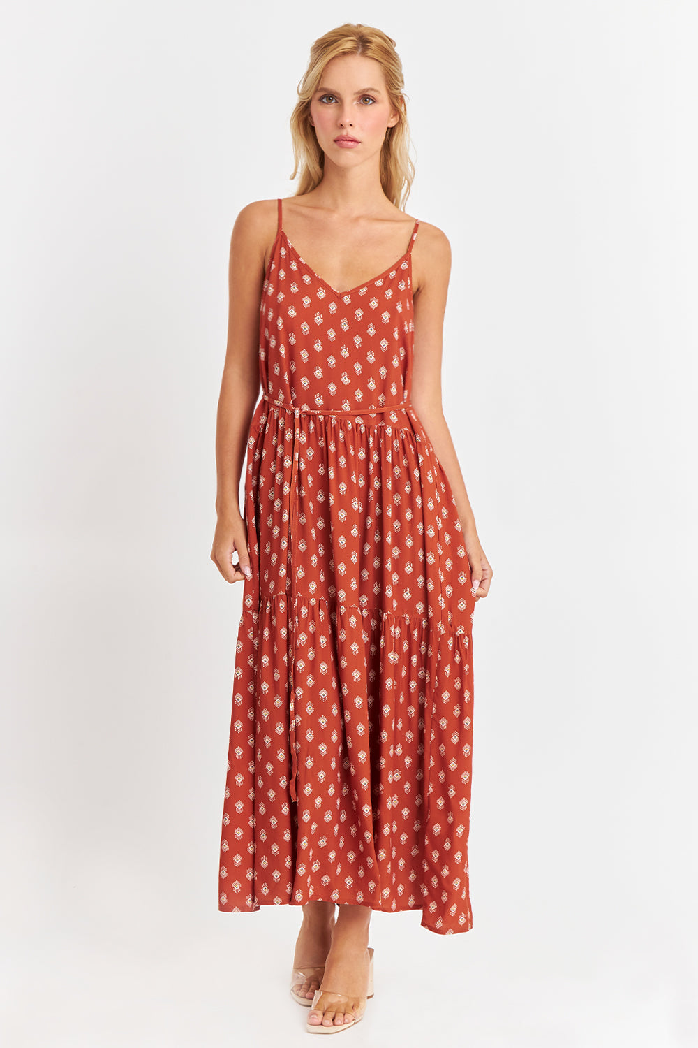 Vestido Estampado Minimalista Naranja