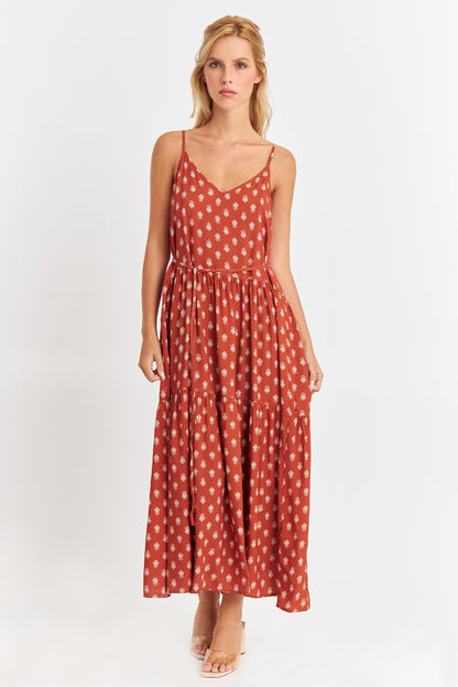 Vestido Estampado Minimalista Naranja