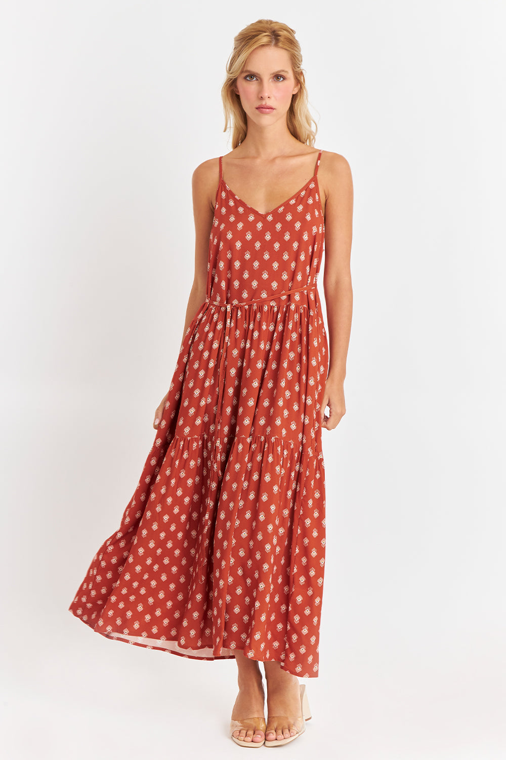 Vestido Estampado Minimalista Naranja