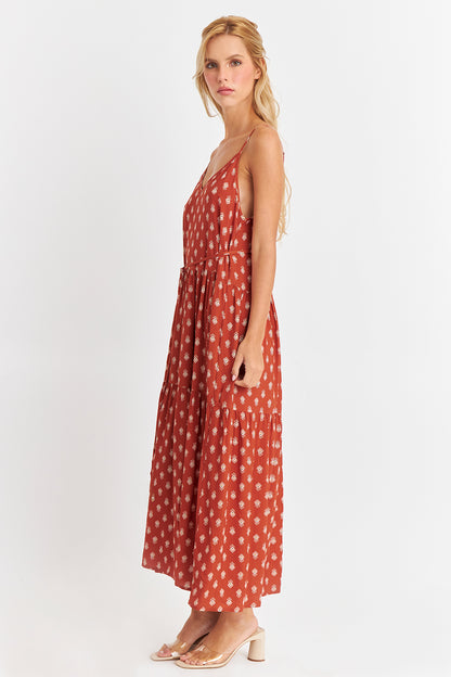 Vestido Estampado Minimalista Naranja