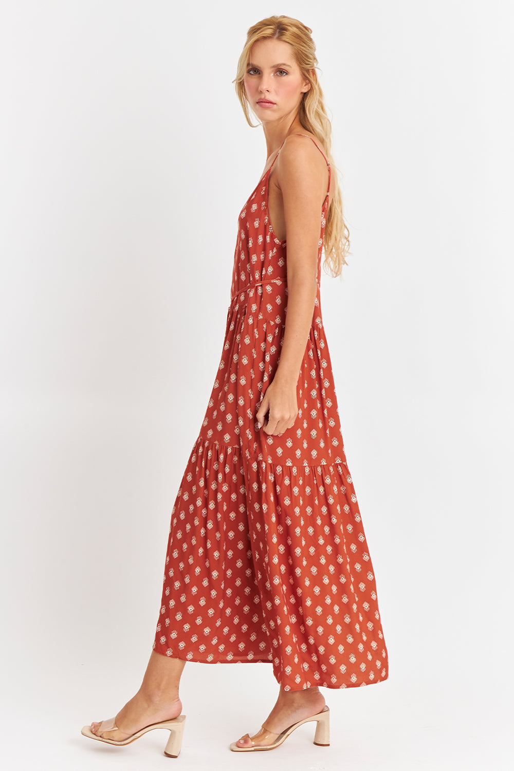 Vestido Estampado Minimalista Naranja