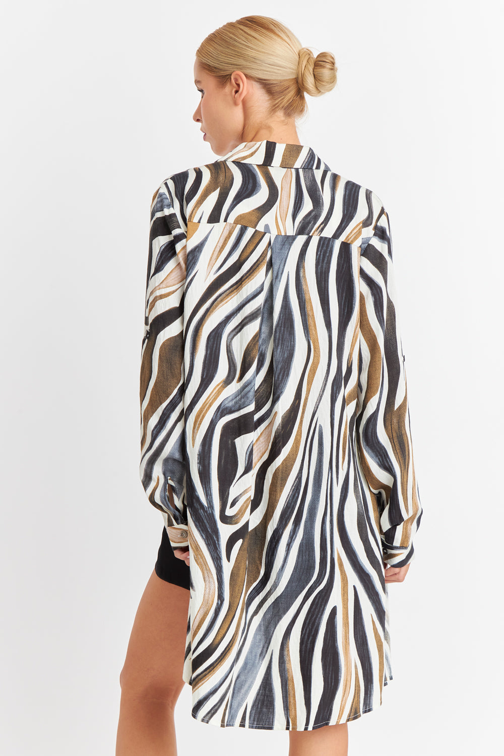 Vestido Tipo Camisero Zebra Café