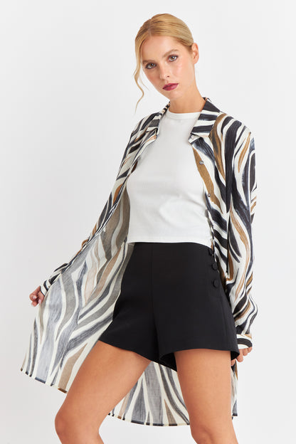 Vestido Tipo Camisero Zebra Café
