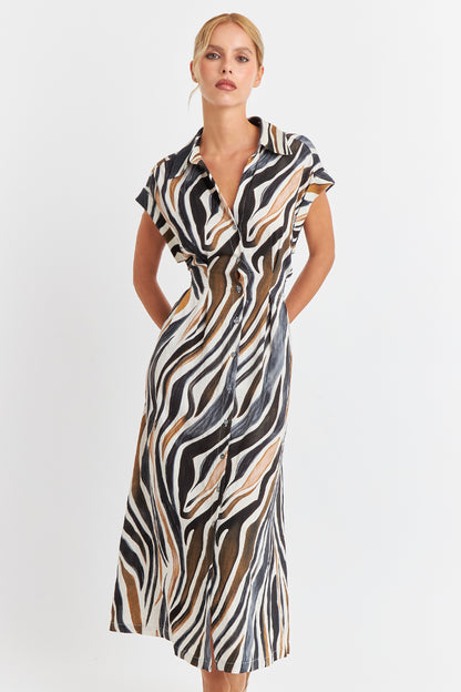 Vestido Camisero Cebra Café